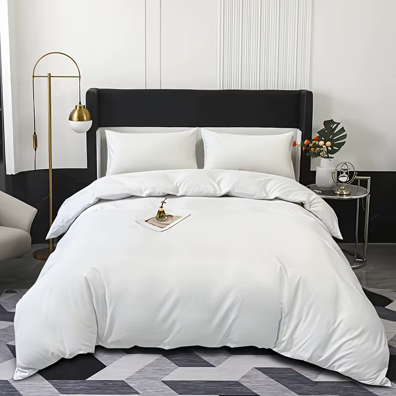 Housse de couette de couleur unie brossée, housse de couette * 1 + taies d'oreiller * 2, tissu Polye