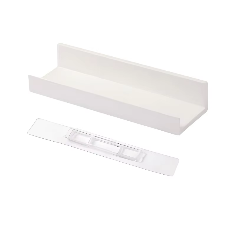 Étagère d'angle de salle de bain blanche sans perçage, support mural ABS pour shampoing, rangement p