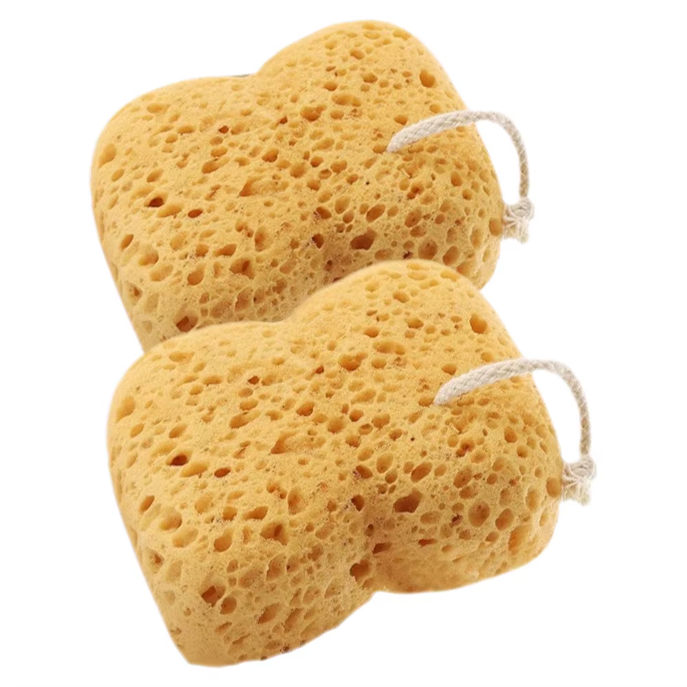 Éponge de mer marron clair, 2 pièces, pour bain et douche, exfoliante, épurateur corporel, éponge ne