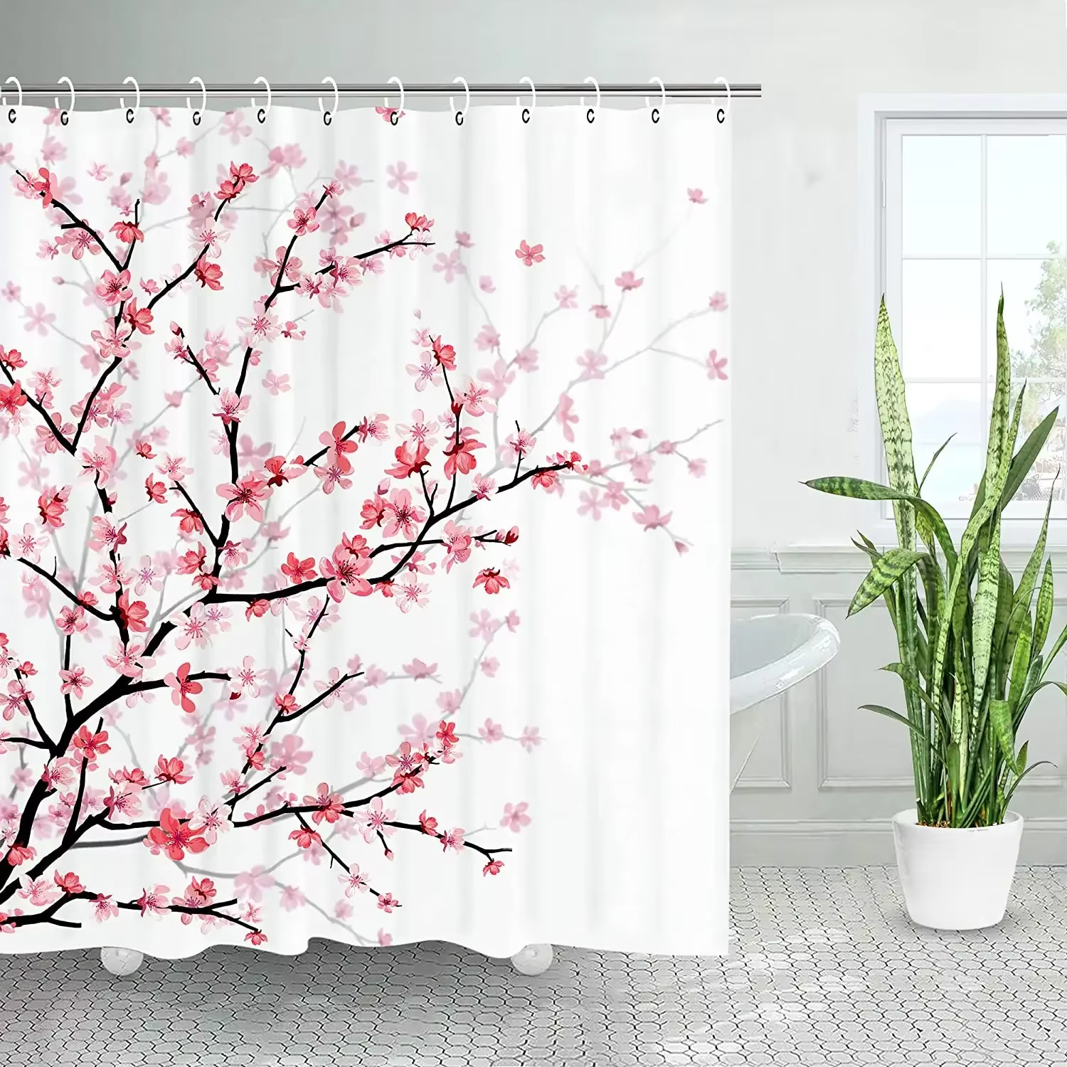 Rideaux de douche floraux pour salle de bain, fleurs, aquarelle, feuilles de plantes, décoration de 