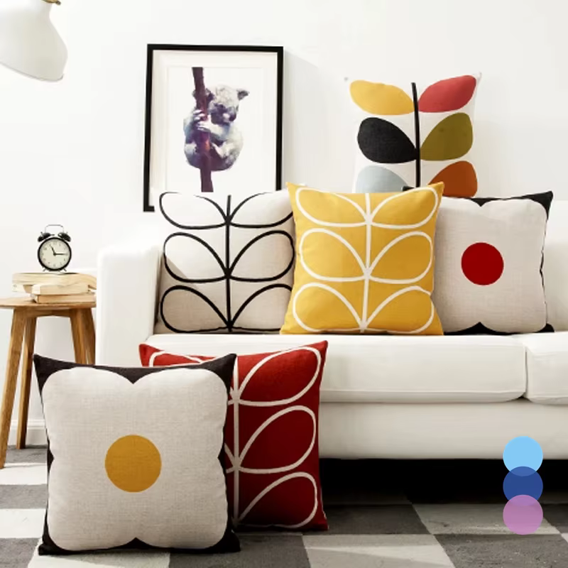 Juste de coussin florale pour canapé