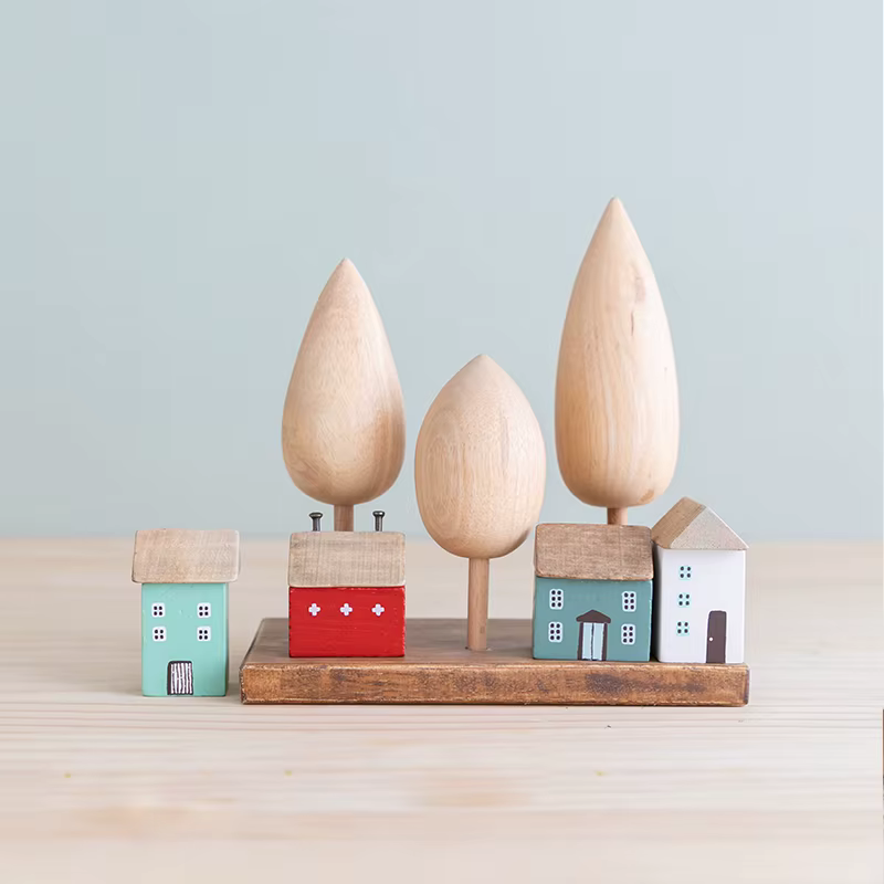 Ornements de maison en bois vintage