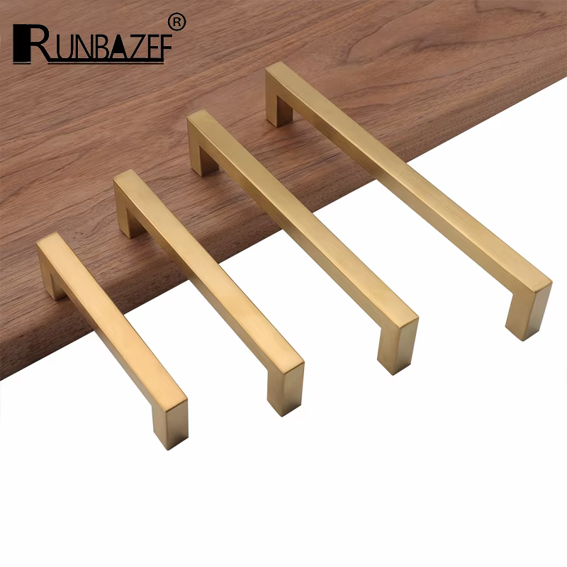 RUNBAZEF nouveaux poignées d'armoire de cuisine en laiton doré commode moderne tire