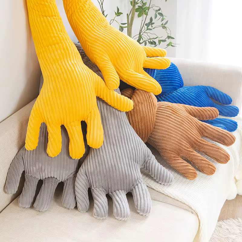Coussin de paume Long en forme de main bleue