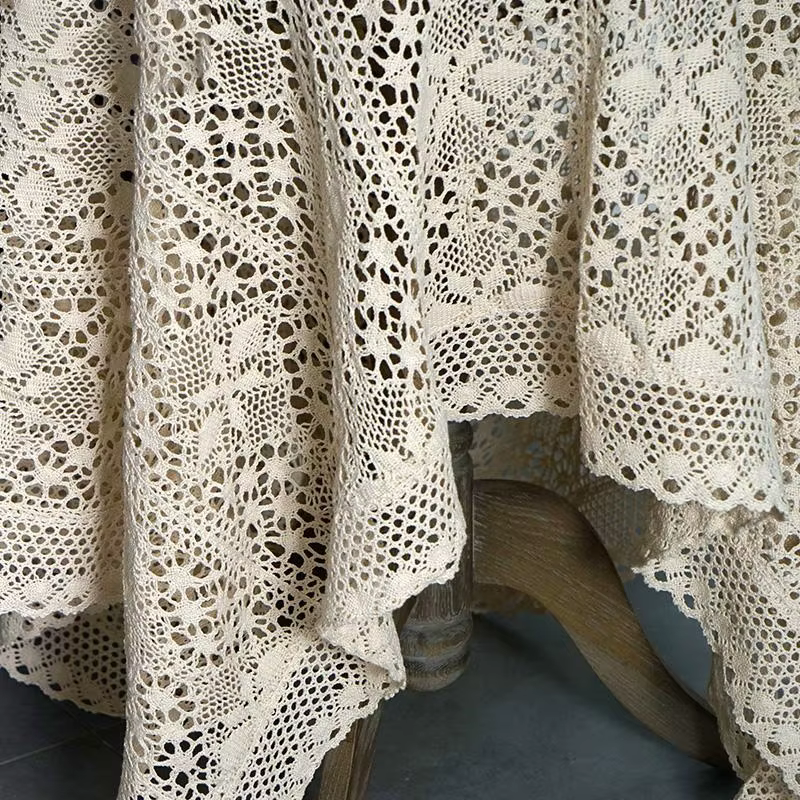 Nappe rectangulaire en dentelle au crochet faite à la main