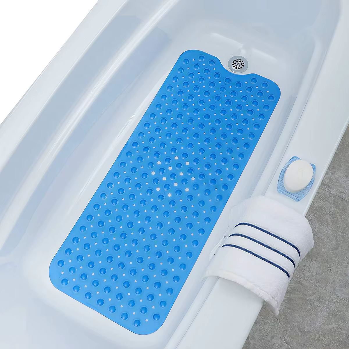 Tapis de bain antidérapant en PVC 40x100cm avec ventouses pour baignoire et douche
