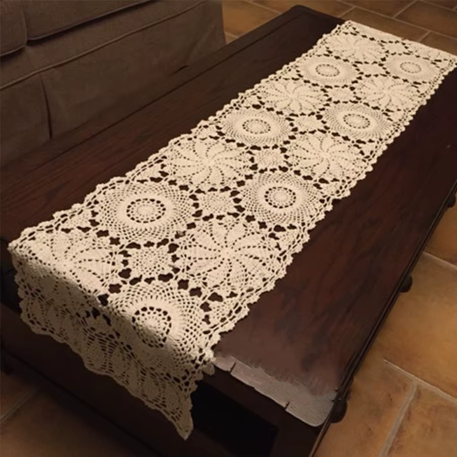 Nappe en Coton Crocheté à la Main
