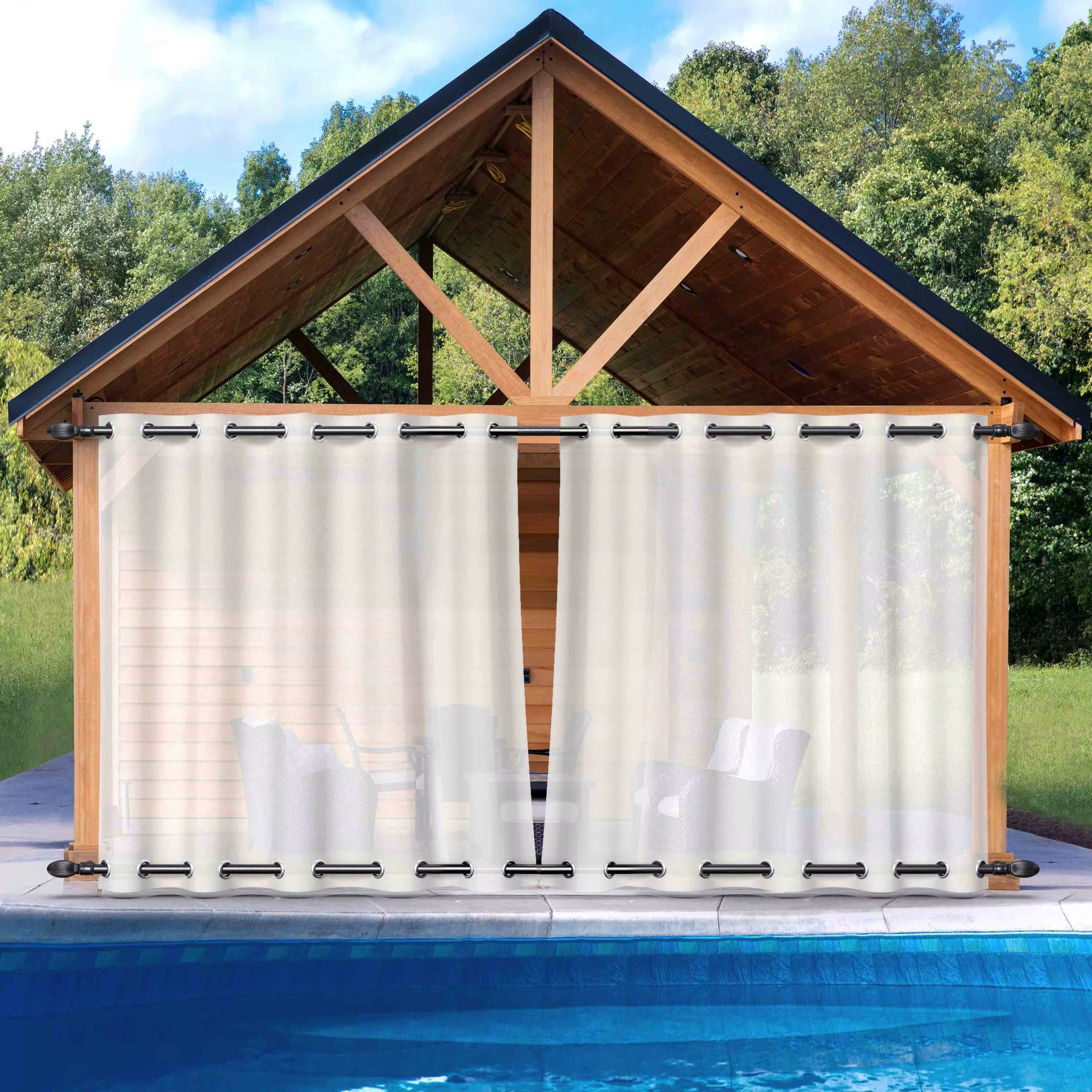 Rideaux transparents d'extérieur
