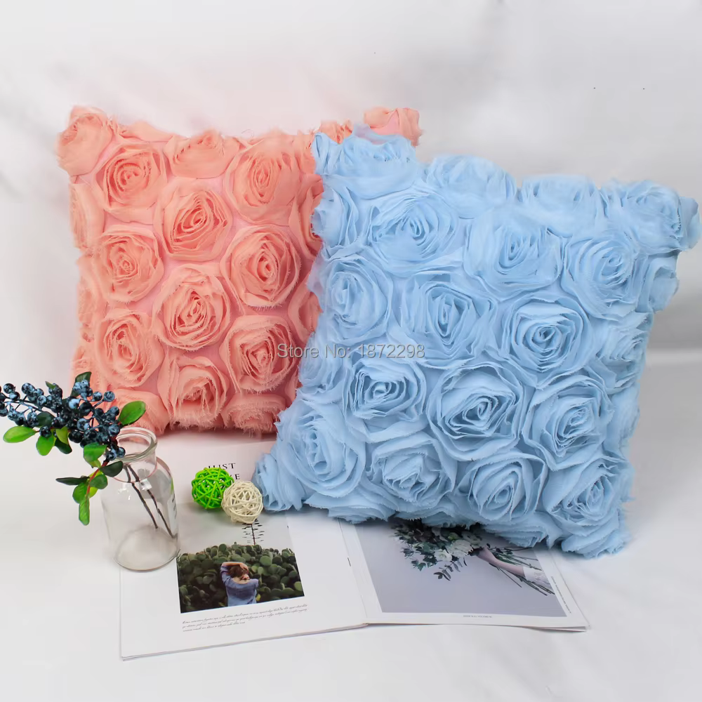 Sur Mesure 30x45cm 35x50cm 40x60cm 70x70cm En Mousseline De Soie Broderie + Rayonne Deux Couches Juste De Coussin HT-PCELRC-1-2-L