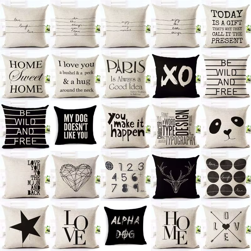 Housses de coussin décoratives en coton et polyester