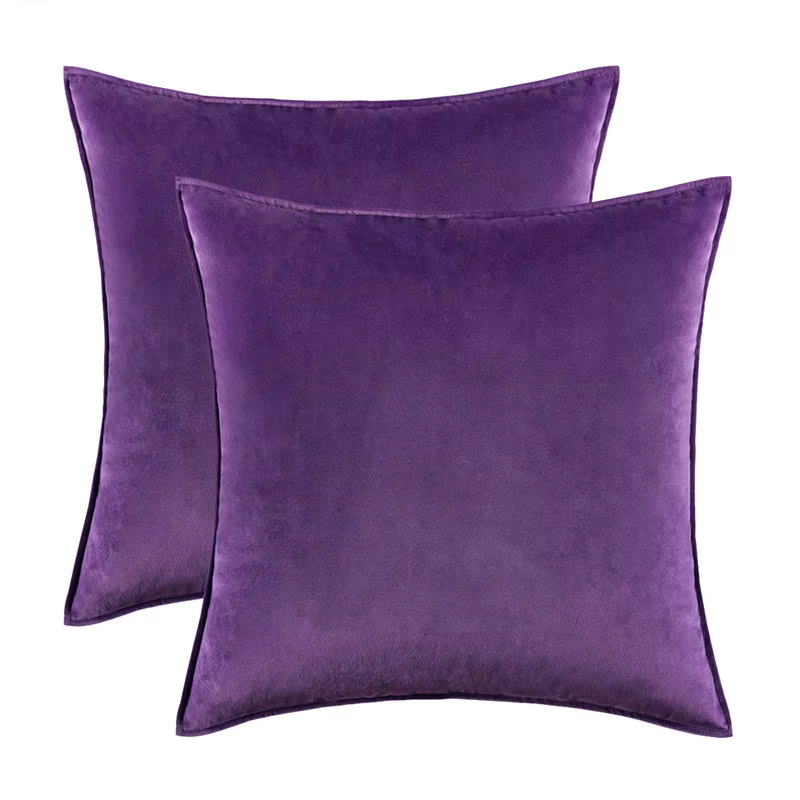 Inyahome-Ensemble de 2 taies d'oreiller décoratives en velours solide