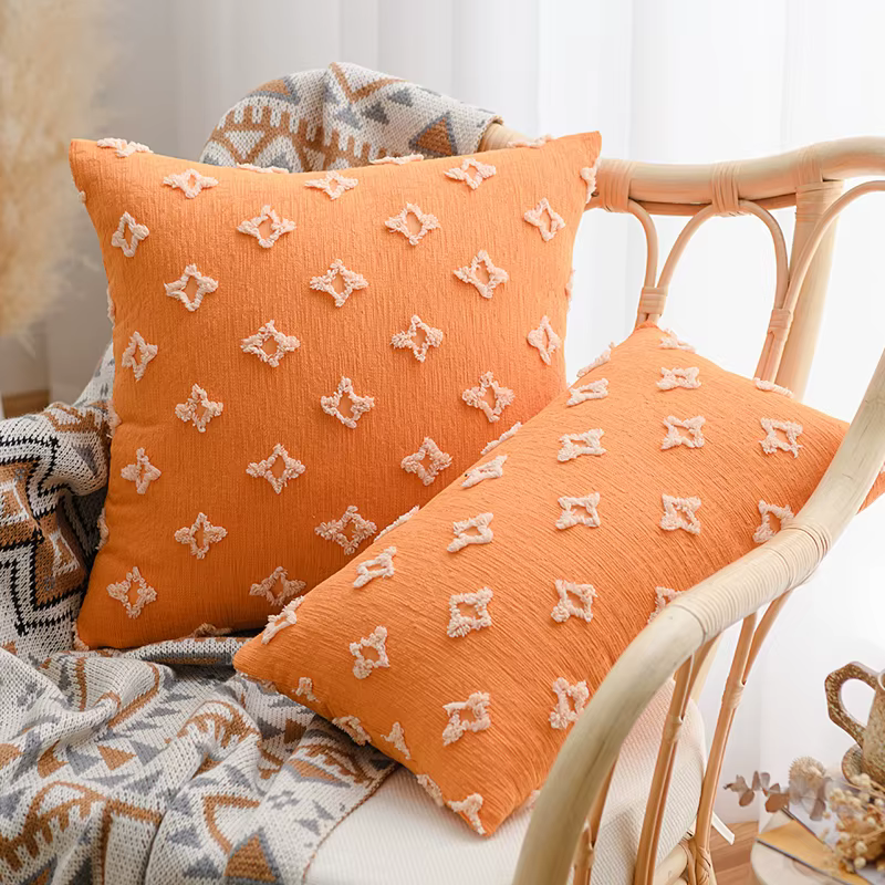 Juste de coussin en jacquard rhombique