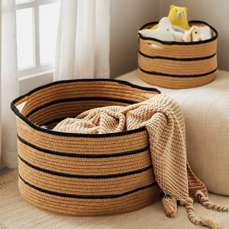 Panier à linge tissé en fil de coton