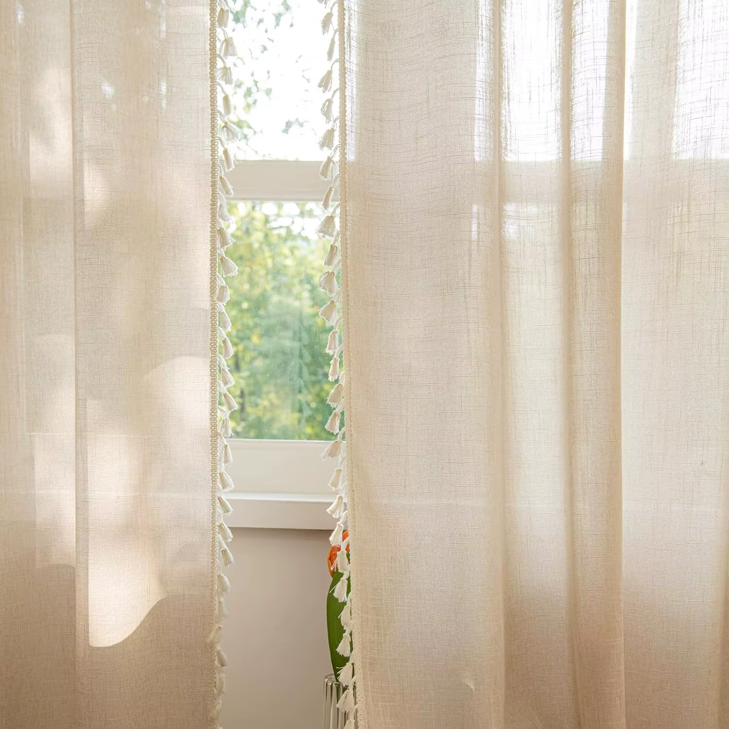 Rideaux transparents Boho 1 panneau 63 pouces de longueur pour cuisine