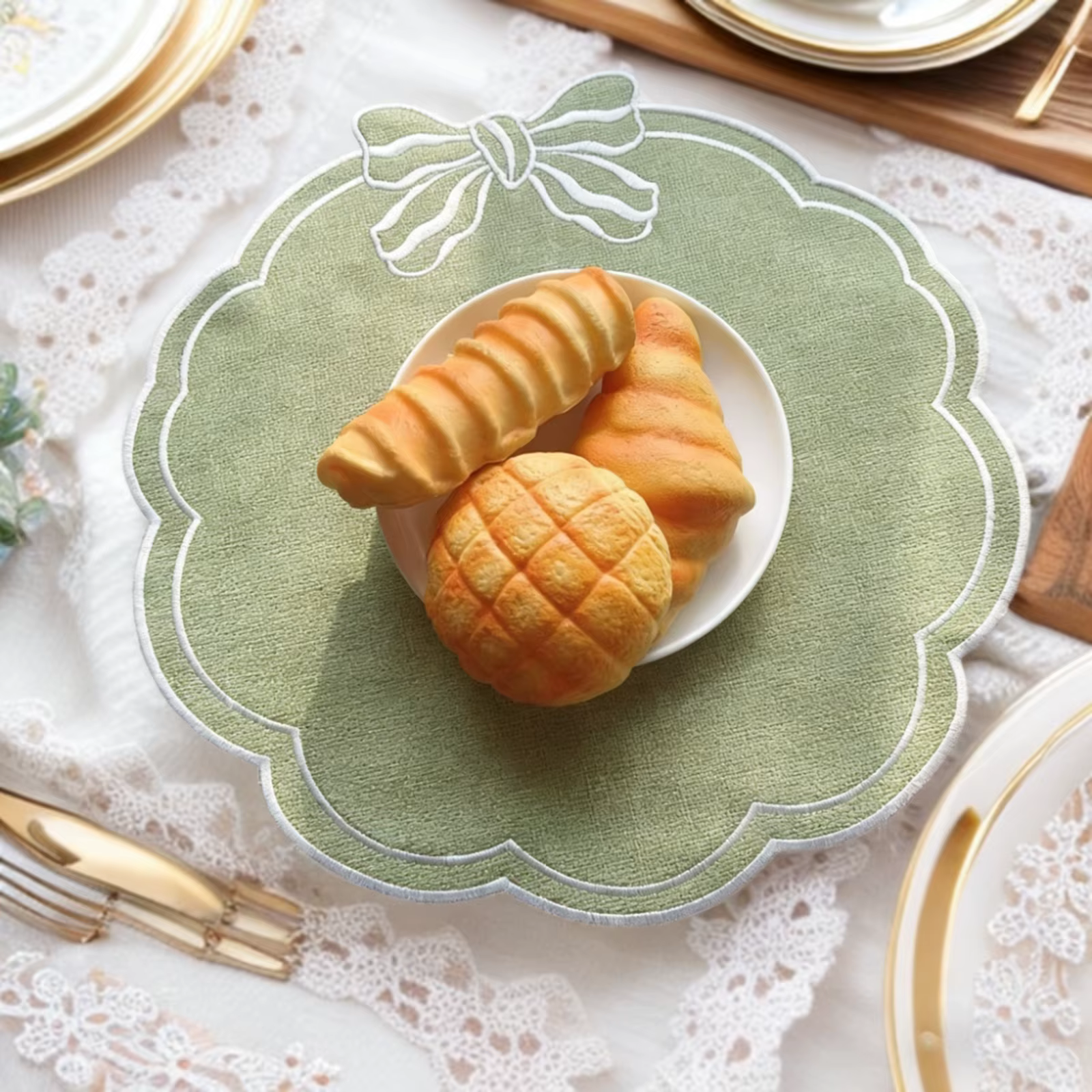 Sets de table brodés en lin résistants à la chaleur pour la maison