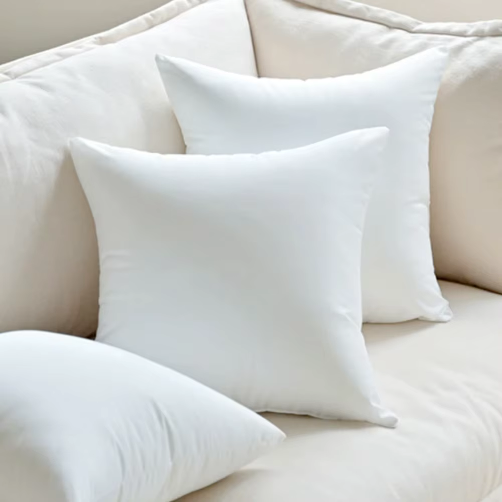 Noyau de coussin blanc classique de couleur unie