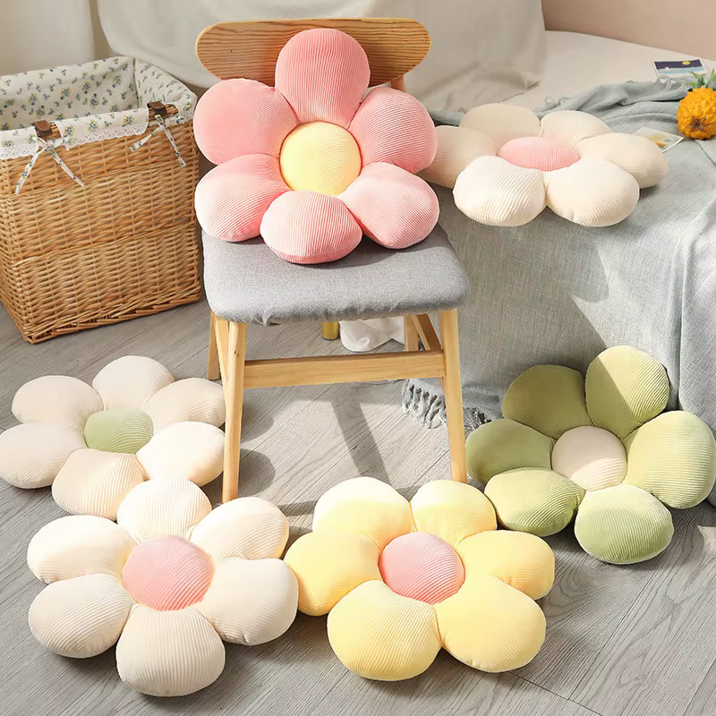 35CM Fleurs Colorées En Peluche Oreiller Plante Pétale Coussin
