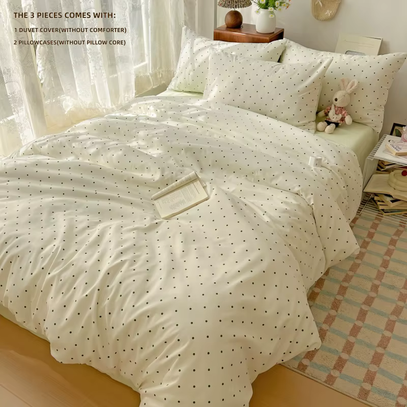 Ensemble de housse de couette à pois verts/noirs (1