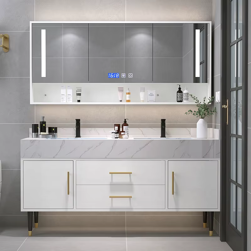 Meuble de salle de bain moderne avec lavabo intégré