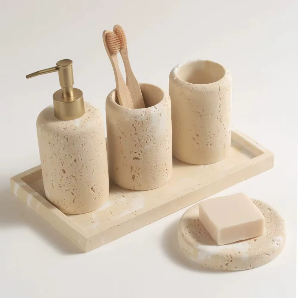 Support de savon en travertin