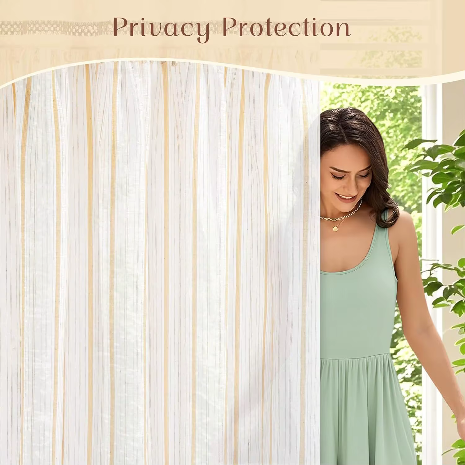 Rideaux aspect lin beige
