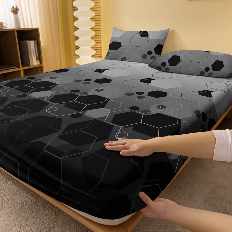 1 drap-housse mat imprimé géométrique moderne Simple