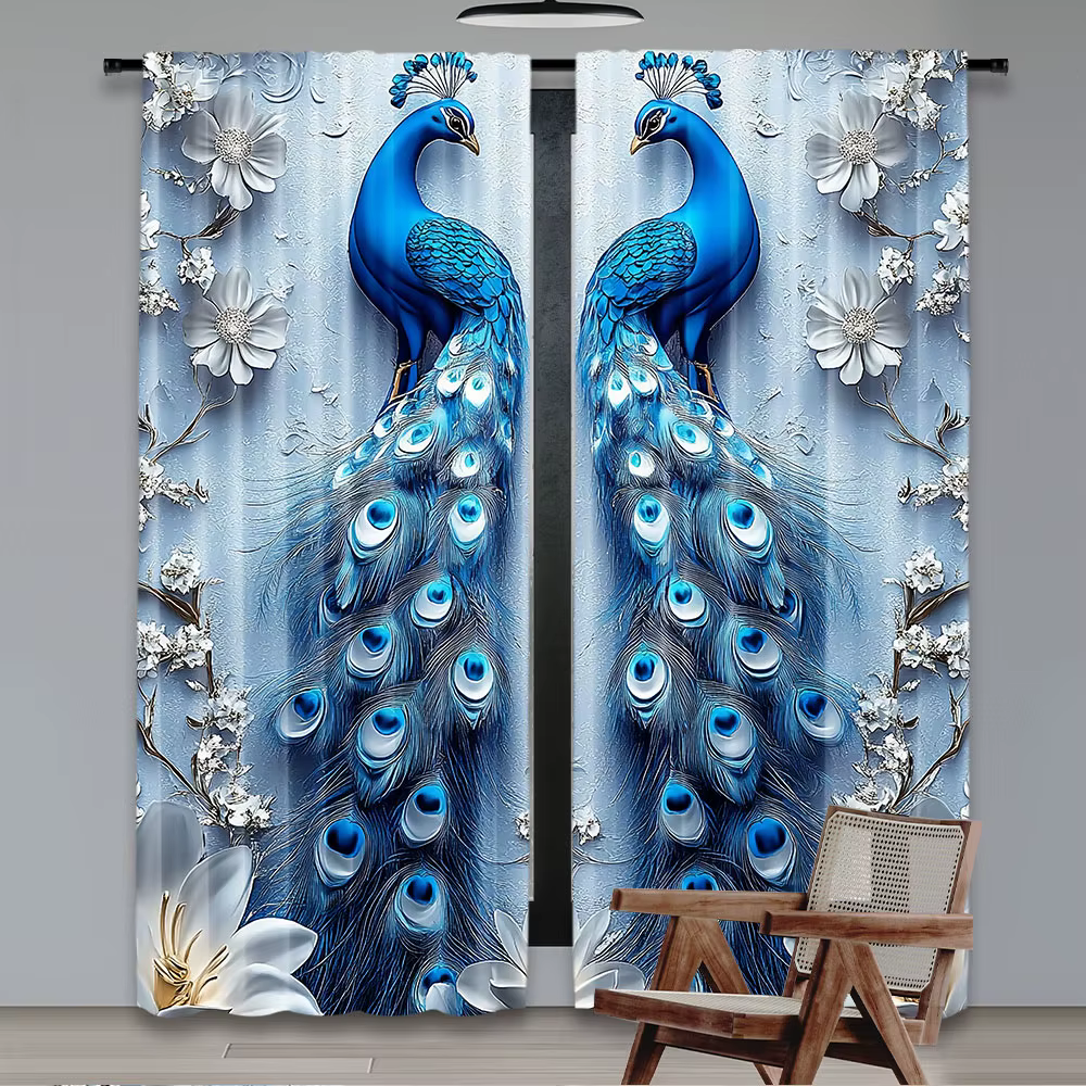 Rideau gothique paon bleu