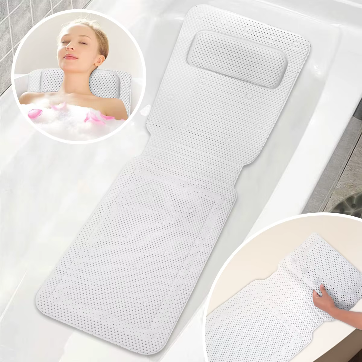 Tapis de coussin de baignoire antidérapant avec ventouse