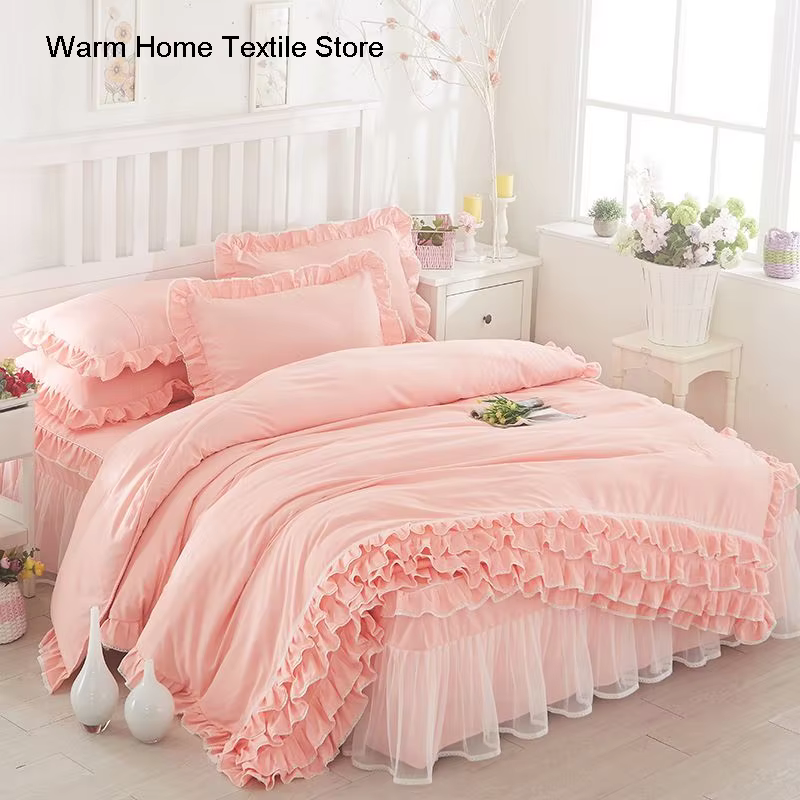 Ensemble de housse de couette et taie d'oreiller princesse coréenne pour fille et femme