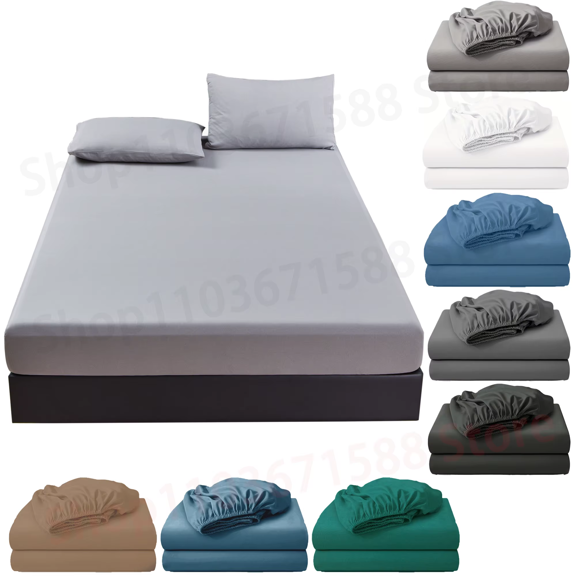Ensemble de draps-housses de couleur unie
