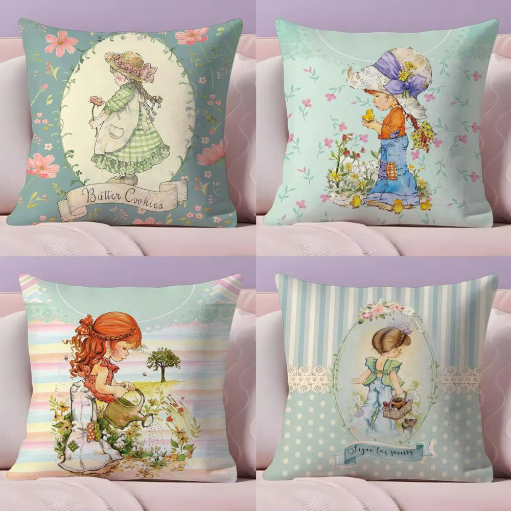 Housse de coussin courte en peluche pour fille