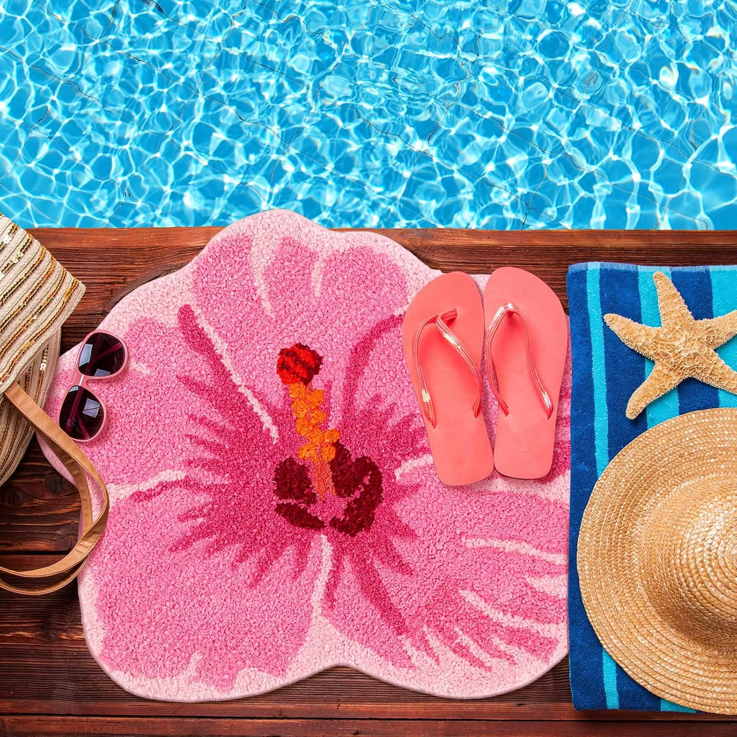 VIKAMA Tapis floral rose pour salon