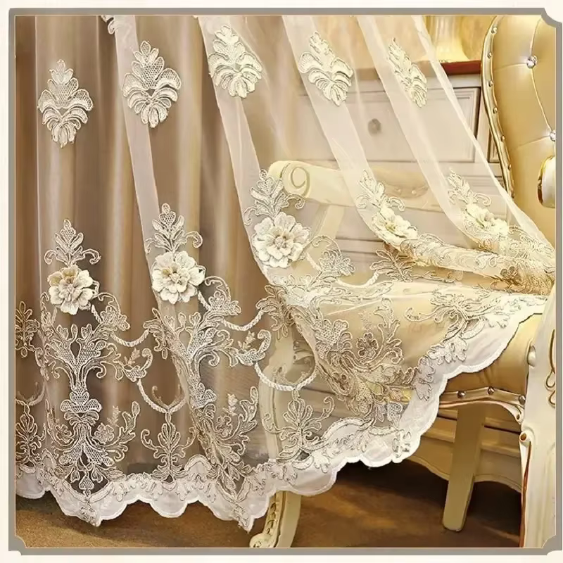 Rideaux Double couche dorés pour salon