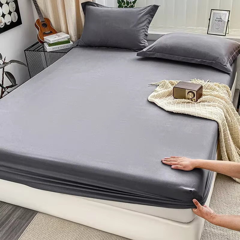 Drap-housse brossé de couleur unie de qualité supérieure
