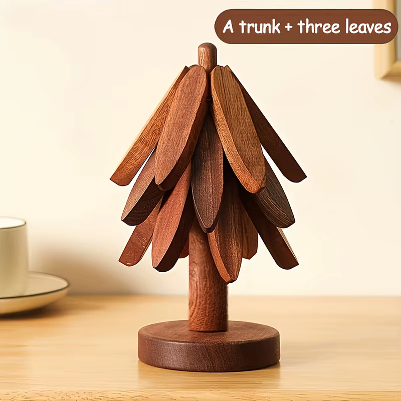 Support Design d'arbre dessous de plat en bois de bambou