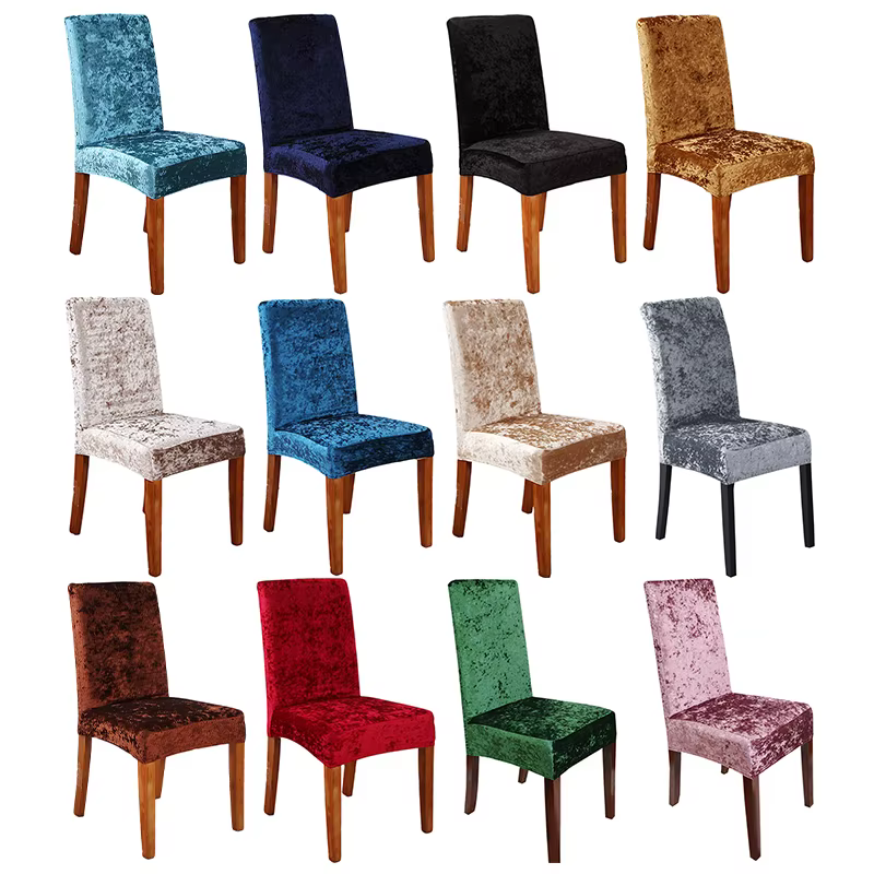 Housses de chaise en velours couleur unie
