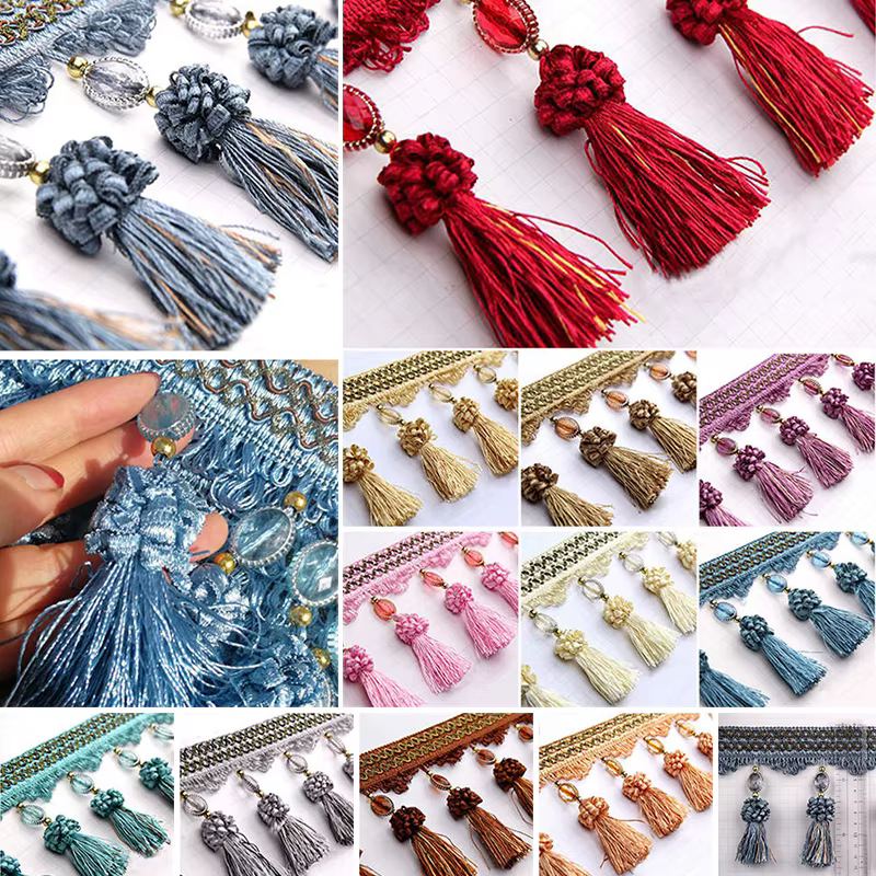 Rideau à franges pompons 1 mètre