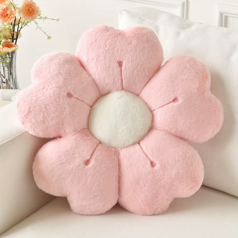 Oreiller en peluche en forme de fleur – Coussin de décoration de matelas et de canapé confortable et mignon