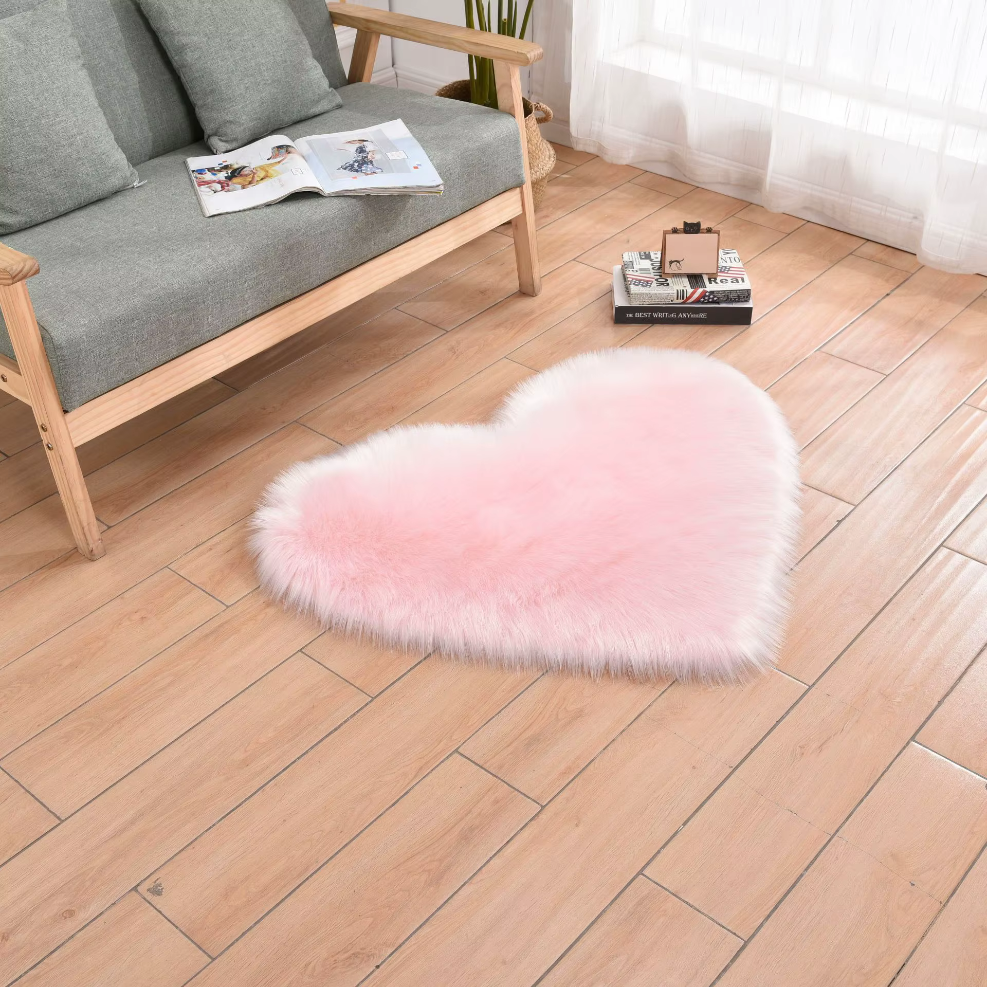 Tapis en Laine Solide en Forme de Cœur Recouvert de Polymère