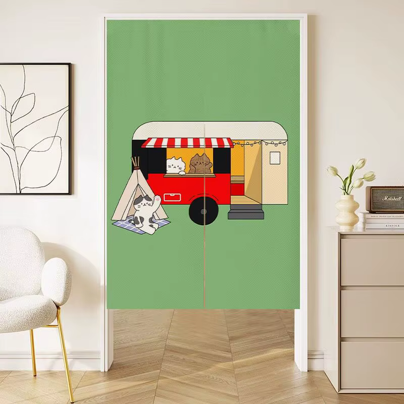 VIKAMA Rideau de porte à motif de chat de dessin animé