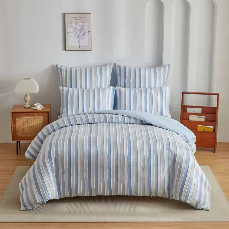 2/3 pièces nouveau ensemble de housse de couette Polyester mode coupe rayure