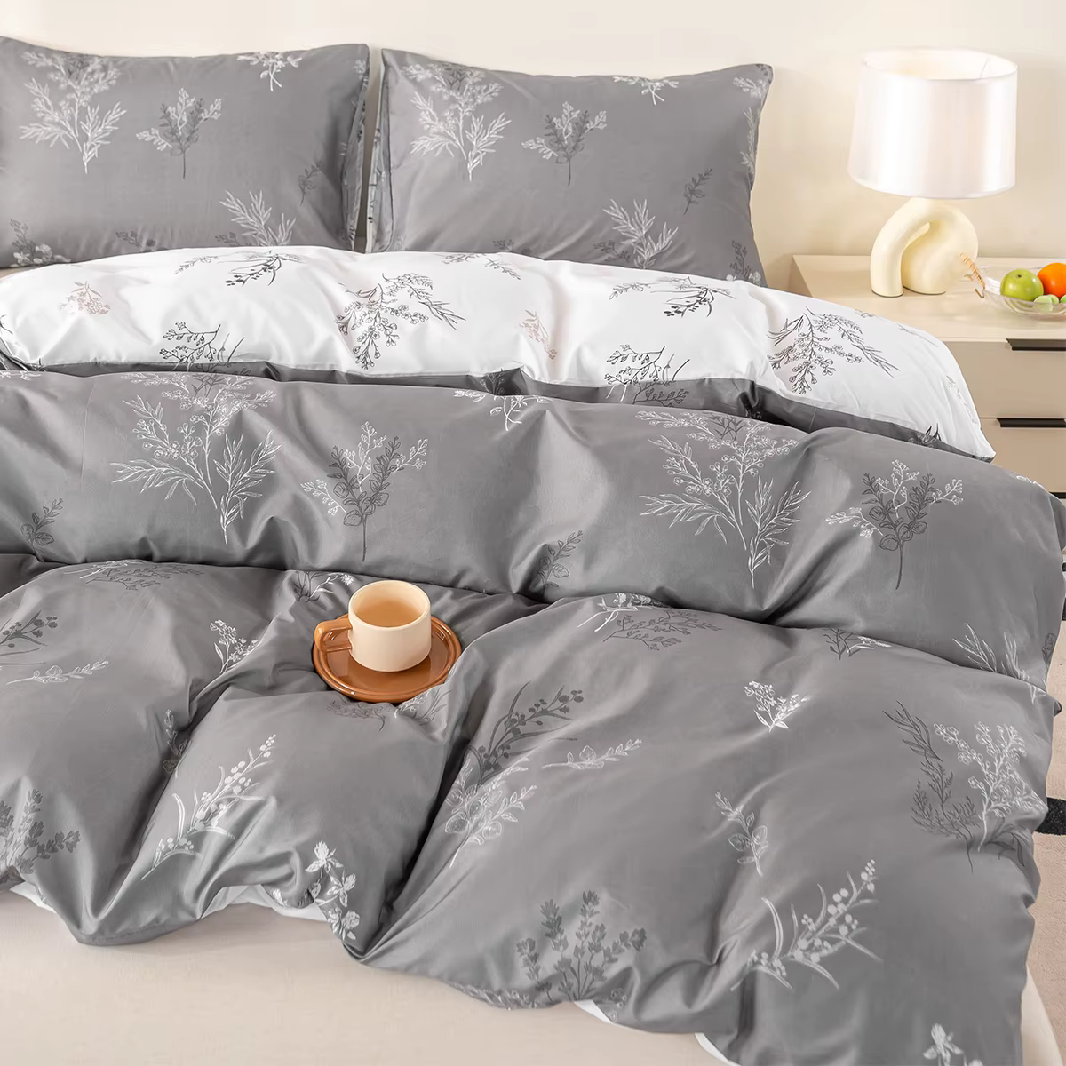 Ensemble de housse de couette imprimée de brindilles botaniques sauvages