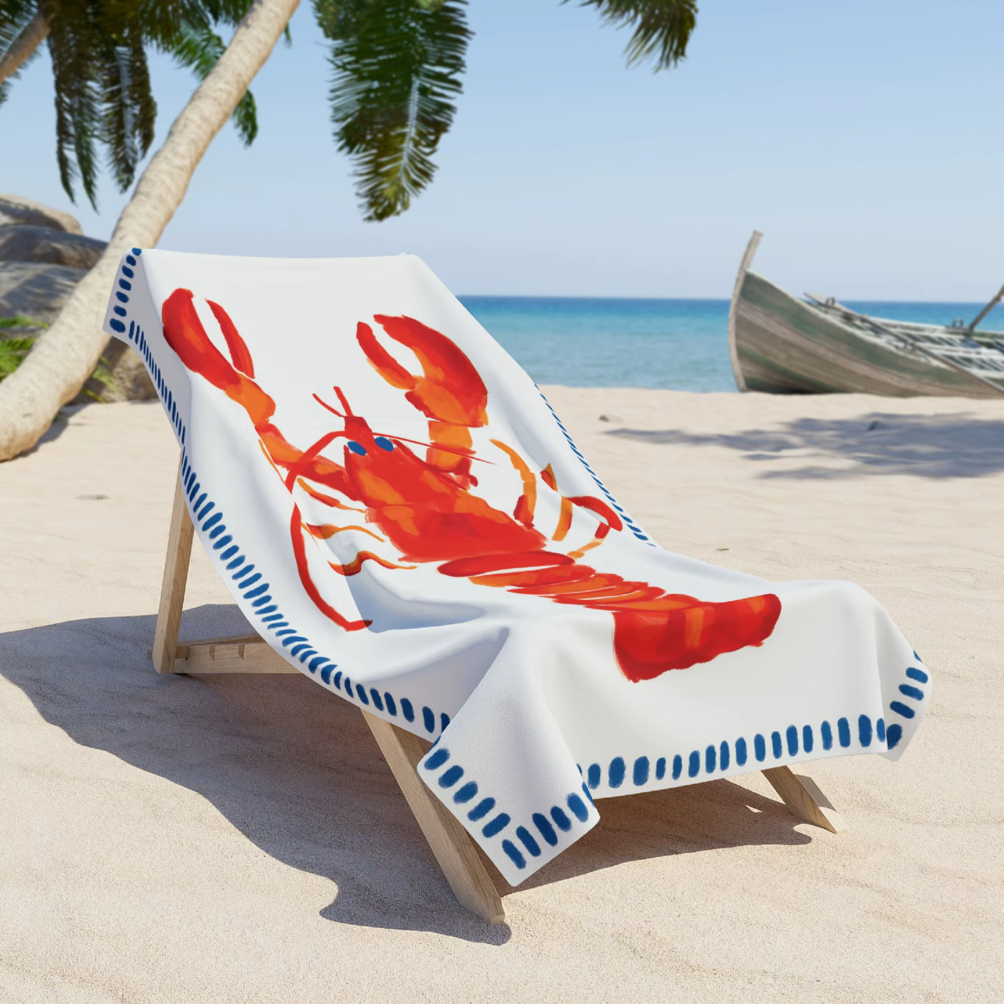 Serviette de plage à imprimé homard