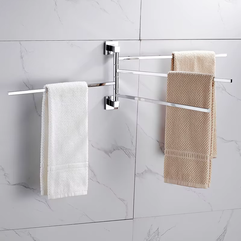 2/4 barres à serviettes pivotantes cintre mural matériel de salle de bain en acier inoxydable rotatif peignoir porte-serviettes