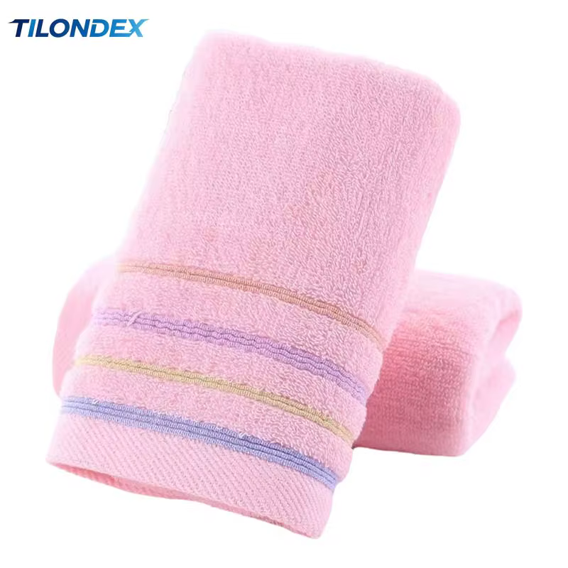 TILONDEX 1PC Serviette de toilette en coton 100% à fines rayures pastel macaron