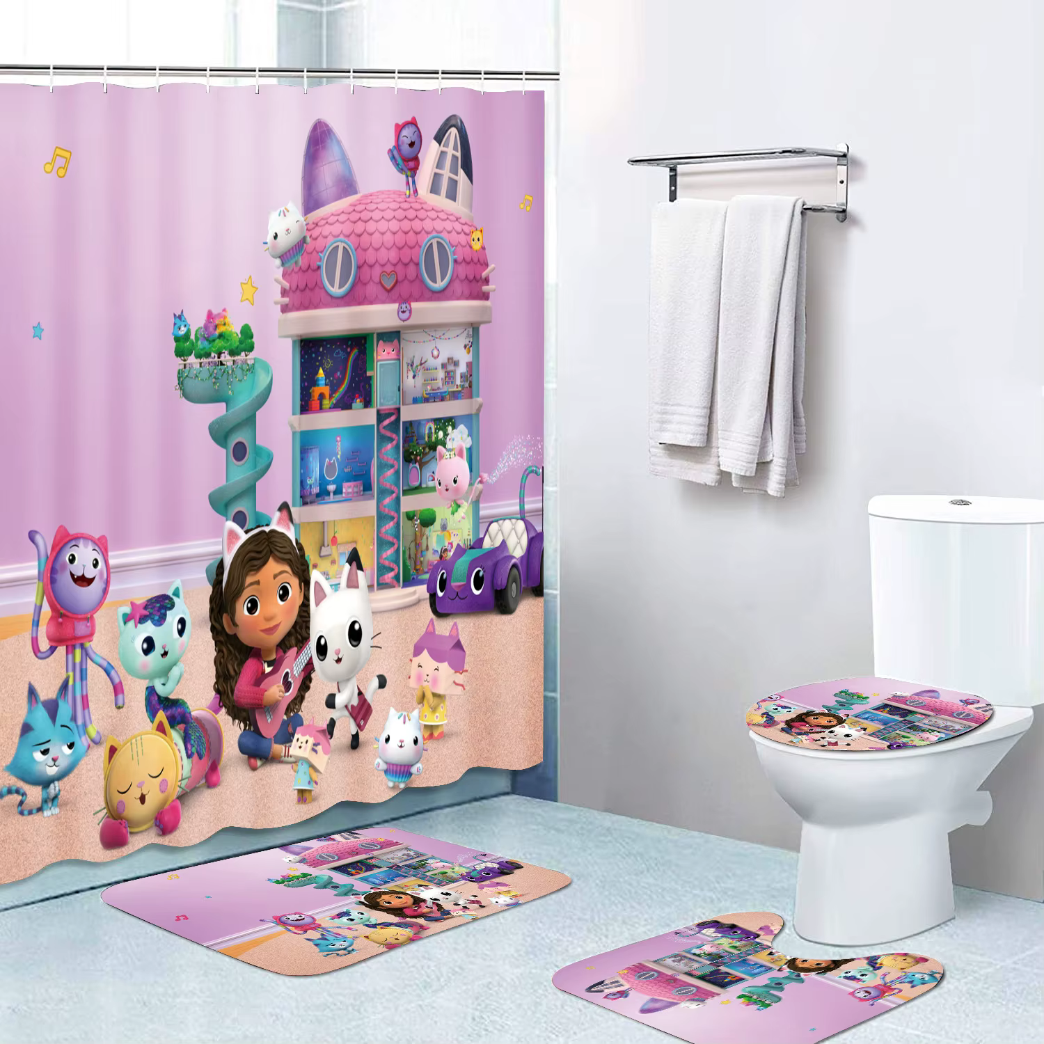 Rideau de douche de maison de courses de gabbilé rose