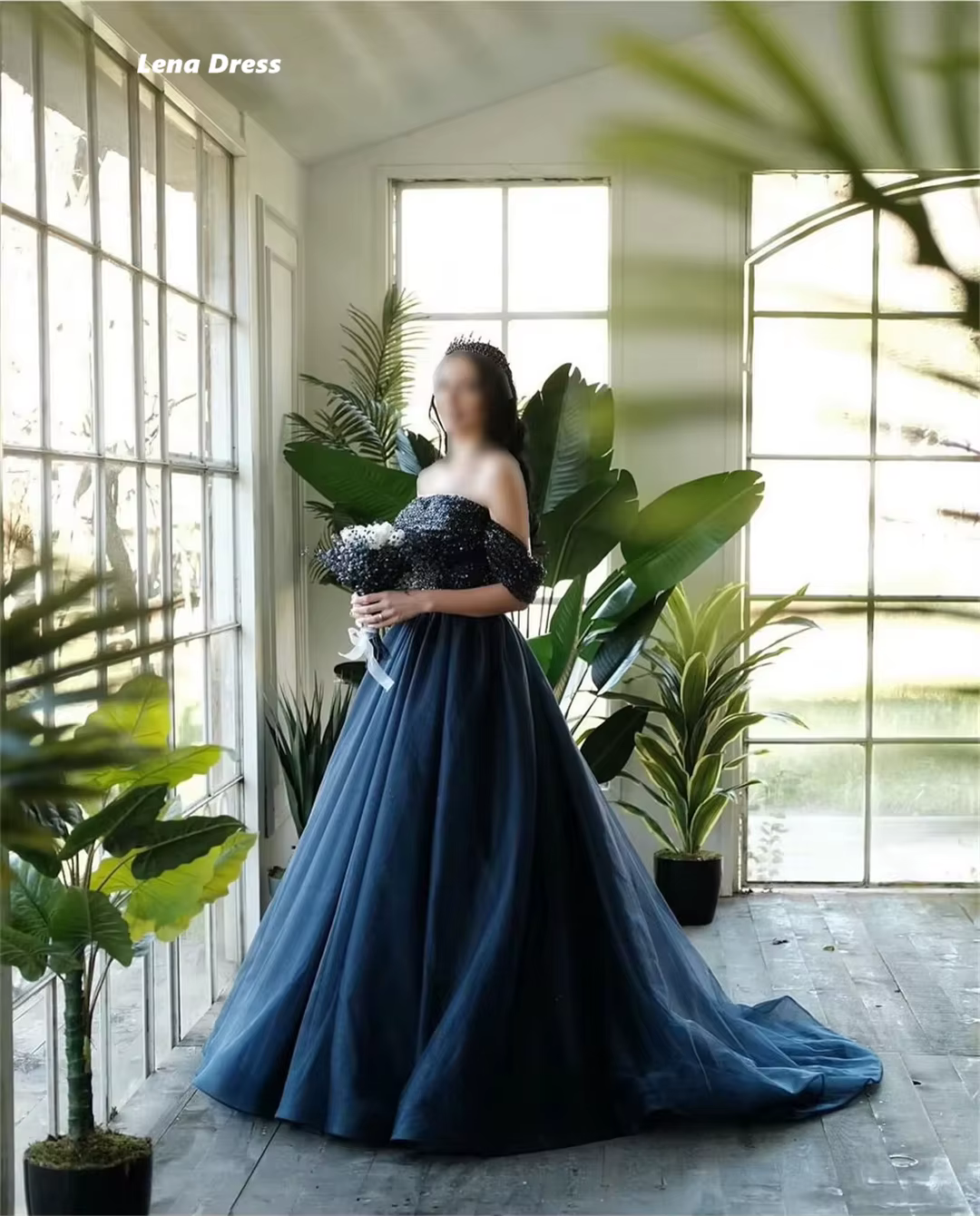 Lena Line A robe de mariage luxueux robes de soirée pour femmes de luxe 2025 sur mesure épaules dénudées paillettes