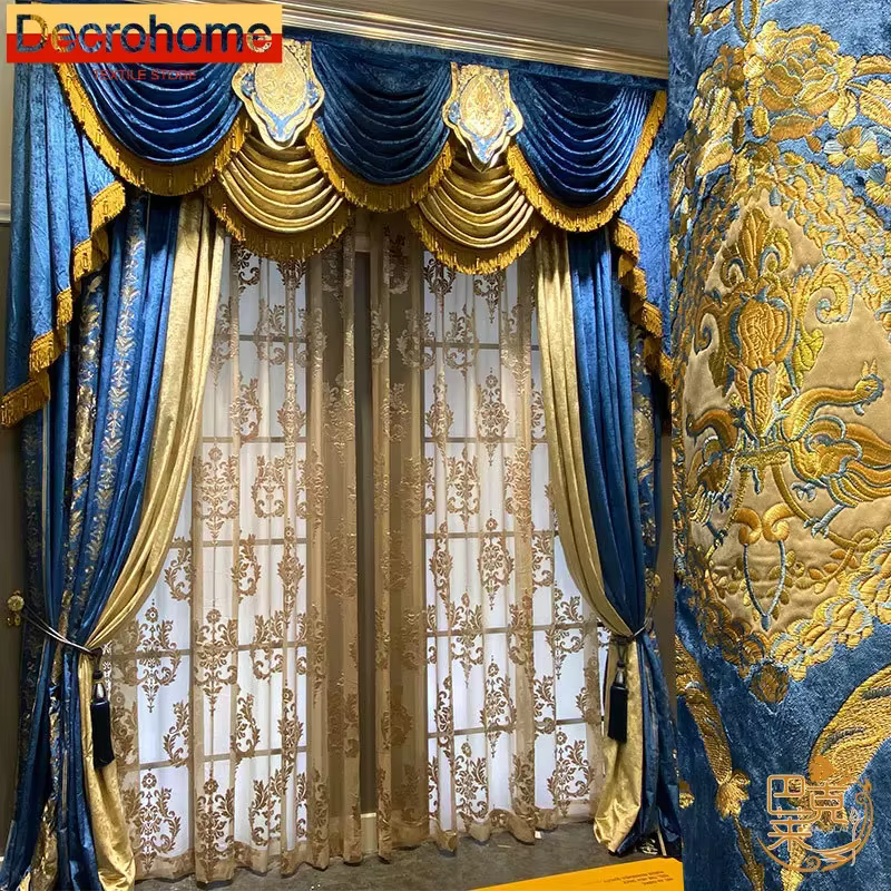 Rideaux de luxe européens pour salon et chambre à coucher