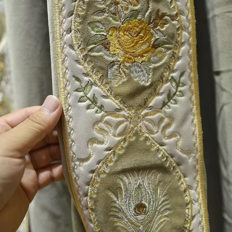 Rideaux en tissu de luxe pour salon salle à manger chambre français américain rideau brodé en velours à haute ombrage