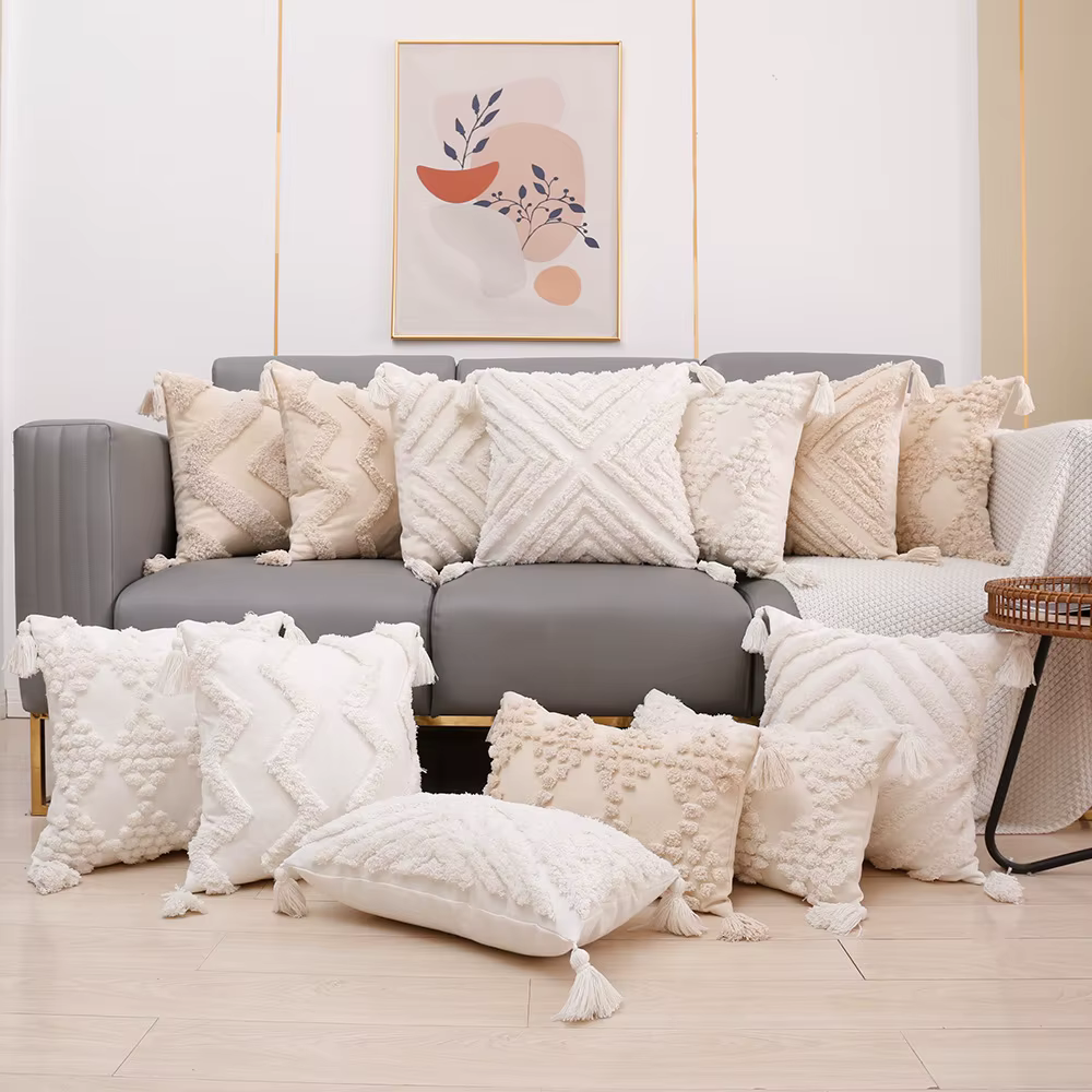 Juste de coussin carrée blanche en diamant